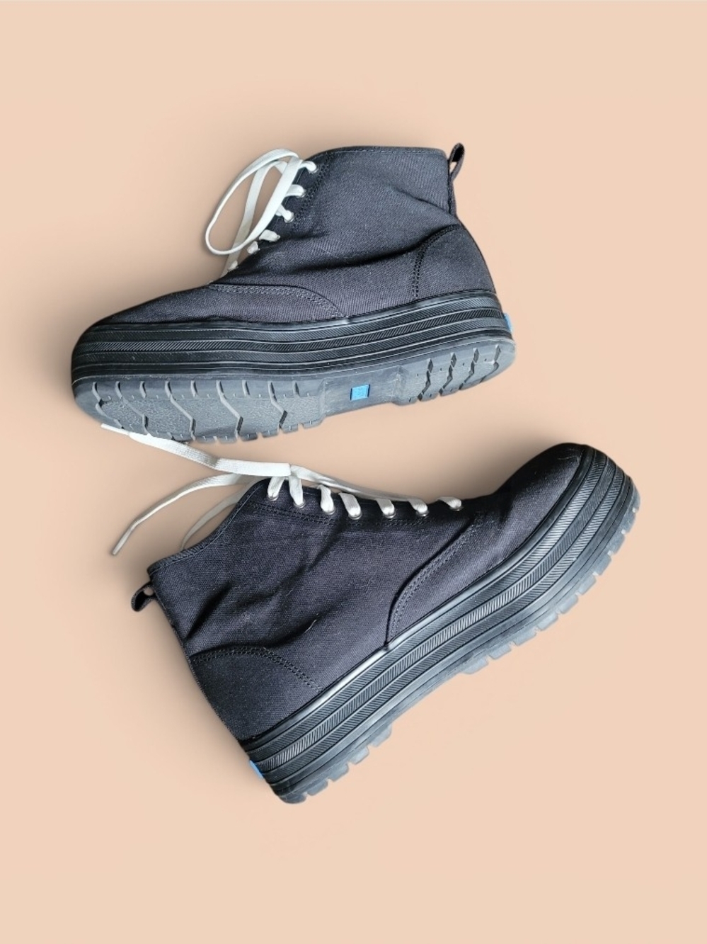 Keds Black Mid Lug Platform Sneakers with White Laces